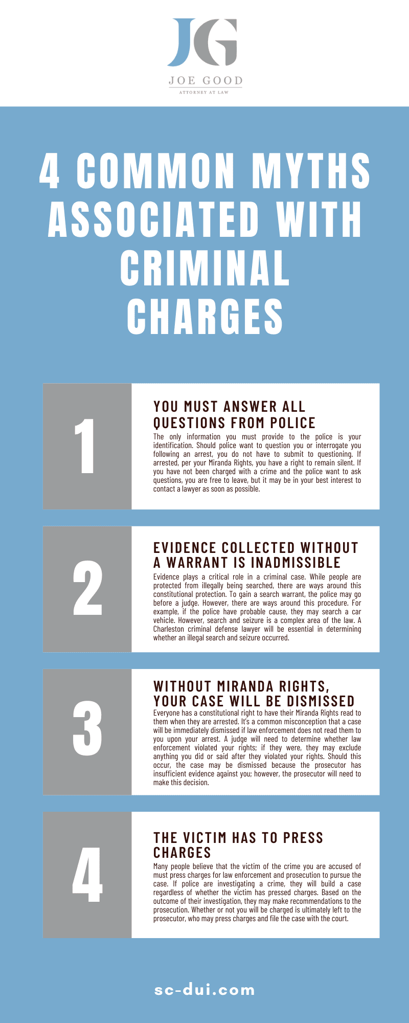 4 COMMON MYTHS ASSOCIATED WITH CRIMINAL CHARGES INFOGRAPHIC